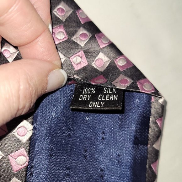 Seta Zone Necktie Men Silk Textured Geometric Print Handmade China - Picture 5 of 11